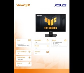 Monitor Asus TUF Gaming VG24VQER 24 zakrzywiony 180 Hz 1 ms czarny