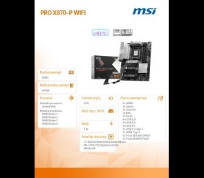Płyta główna MSI PRO X870-P WIFI AM5 DDR5 ATX do Ryzen 9000 z Wi-Fi 7