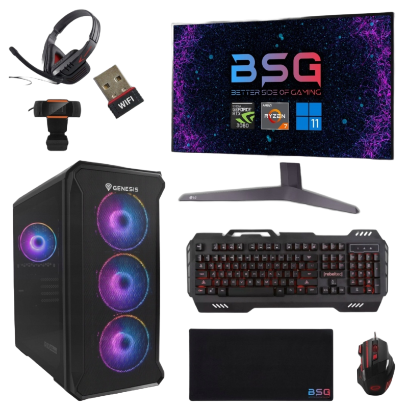 BSG Raptor V6 AMD Ryzen 7 NVIDIA GeForce RTX 3060 32GB DDR4 1000GB SSD Windows 11 Home BSG Raptor V6 AMD Ryzen 7 NVIDIA GeForce RTX 3060 32GB DDR4 1000GB SSD Windows 11 Home