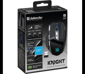 Defender Knight GM-885 – Mysz gamingowa bezprzewodowa 3200 DPI LED, czarna