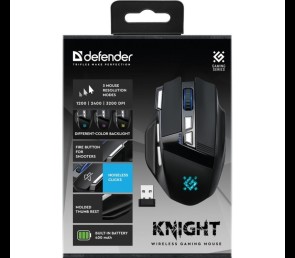Defender Knight GM-885 – Mysz gamingowa bezprzewodowa 3200 DPI LED, czarna