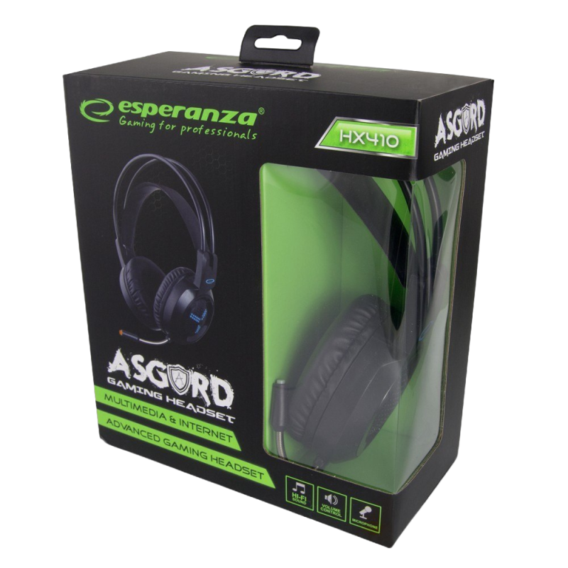 Słuchawki Esperanza Assgard z mikrofonem gaming LED nauszne Słuchawki Esperanza Assgard z mikrofonem gaming LED nauszne