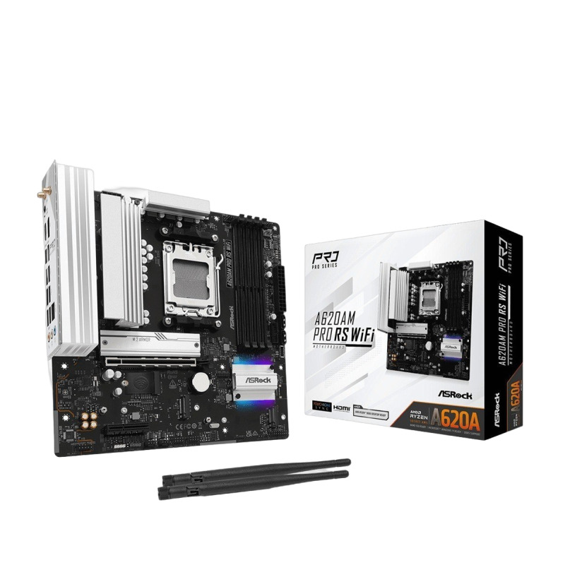 Płyta główna ASRock A620AM PRO RS WIFI AM5 mATX 4x DDR5 HDMI/DP Płyta główna ASRock A620AM PRO RS WIFI AM5 mATX 4x DDR5 HDMI/DP