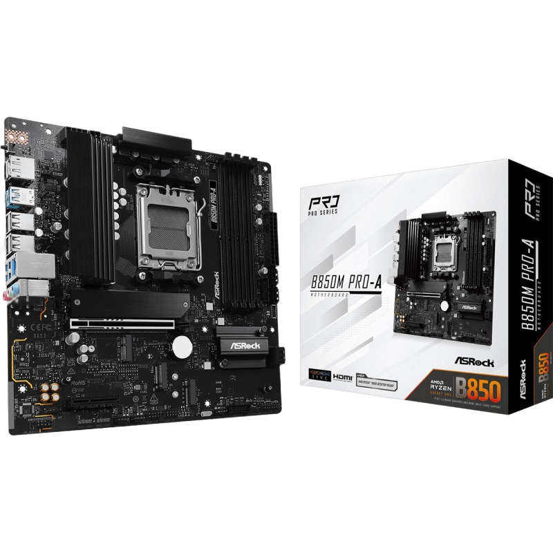 Płyta główna ASRock B850M PRO-A AM5 DDR5 mATX z RGB HDMI/DP Płyta główna ASRock B850M PRO-A AM5 DDR5 mATX z RGB HDMI/DP