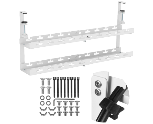 Organizer na kable Maclean MC-102 W biały dwupoziomowy