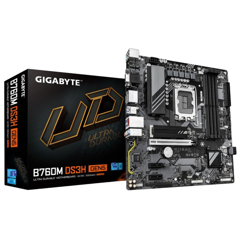 Płyta główna Gigabyte B760M DS3H Gen5 mATX DDR5 PCIe 5.0 Płyta główna Gigabyte B760M DS3H Gen5 mATX DDR5 PCIe 5.0
