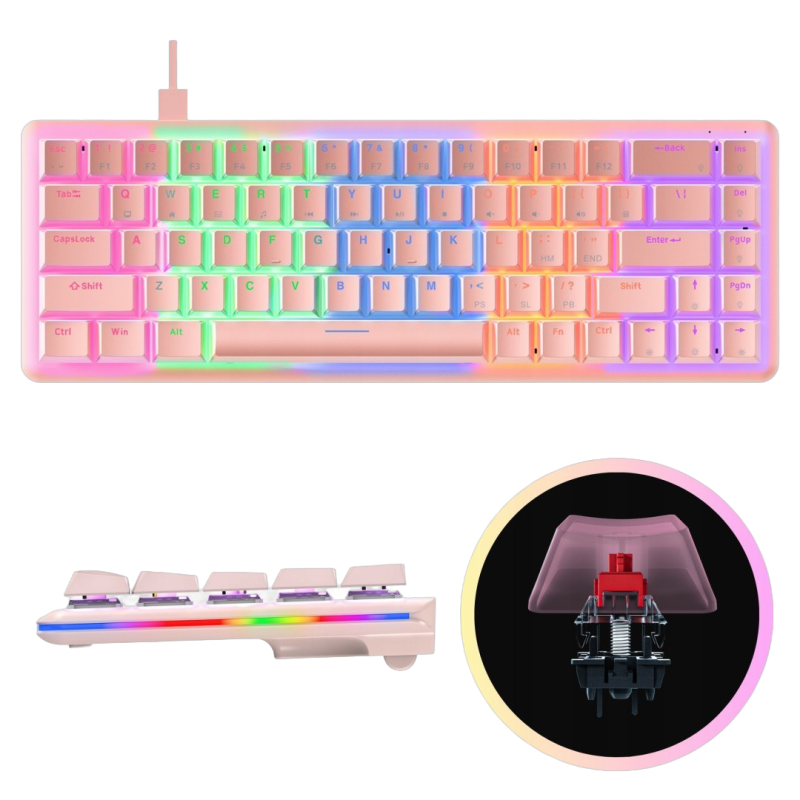 Klawiatura Rampage REBEL mechaniczna niskoprofilowa gamingowa różowa Klawiatura Rampage REBEL mechaniczna niskoprofilowa gamingowa różowa
