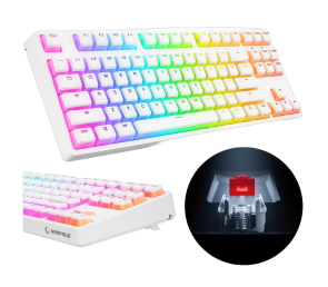 Rampage GHOST Klawiatura mechaniczna TKL biała Huano Red RGB Pudding
