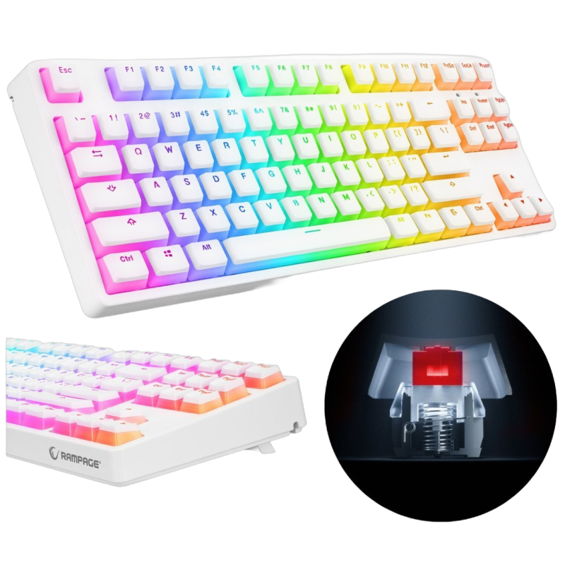 Rampage GHOST Klawiatura mechaniczna TKL biała Huano Red RGB Pudding Rampage GHOST Klawiatura mechaniczna TKL biała Huano Red RGB Pudding