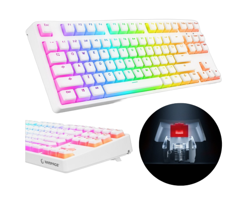 Rampage GHOST Klawiatura mechaniczna TKL biała Huano Red RGB Pudding