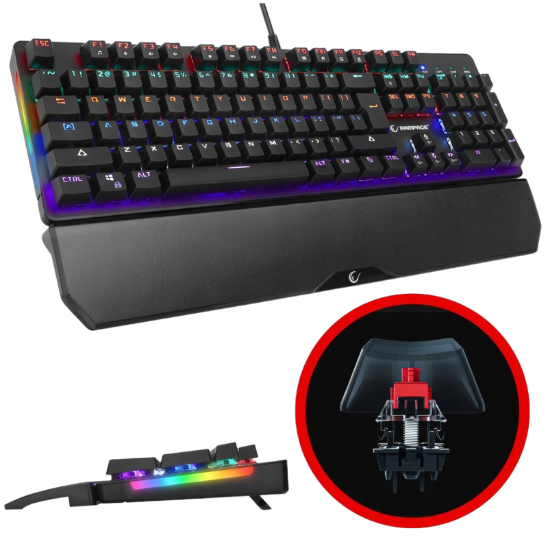 Rampage KB-R86 UMBRA Klawiatura mechaniczna Red Switch RGB czarna gaming Rampage KB-R86 UMBRA Klawiatura mechaniczna Red Switch RGB czarna gaming