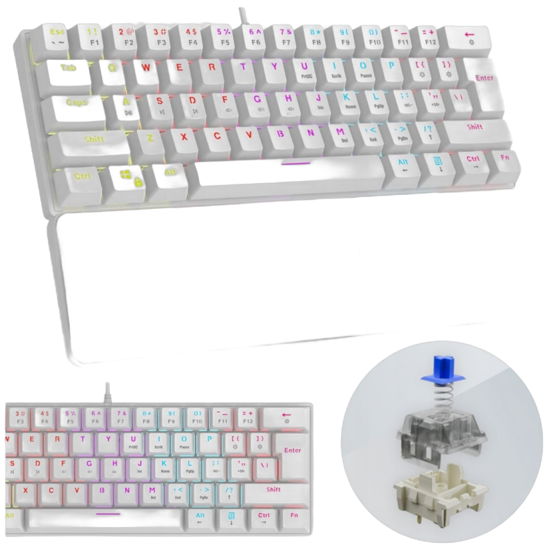 Rampage Plower K60 Klawiatura Mechaniczna biała gamingowa RGB Blue Switch Rampage Plower K60 Klawiatura Mechaniczna biała gamingowa RGB Blue Switch