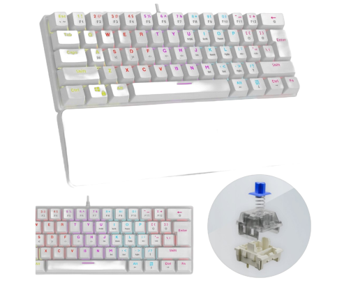 Rampage Plower K60 Klawiatura Mechaniczna biała gamingowa RGB Blue Switch