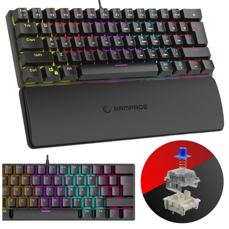 Rampage Plower K60 klawiatura mechaniczna gaming Blue Switch czarna Rampage Plower K60 klawiatura mechaniczna gaming Blue Switch czarna