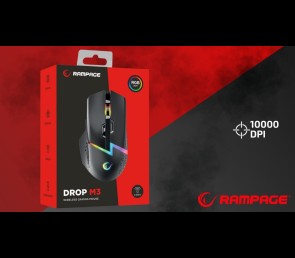 Mysz Rampage DROP M3 gaming bezprzewodowa 1000Hz RGB czarna ergonomiczna