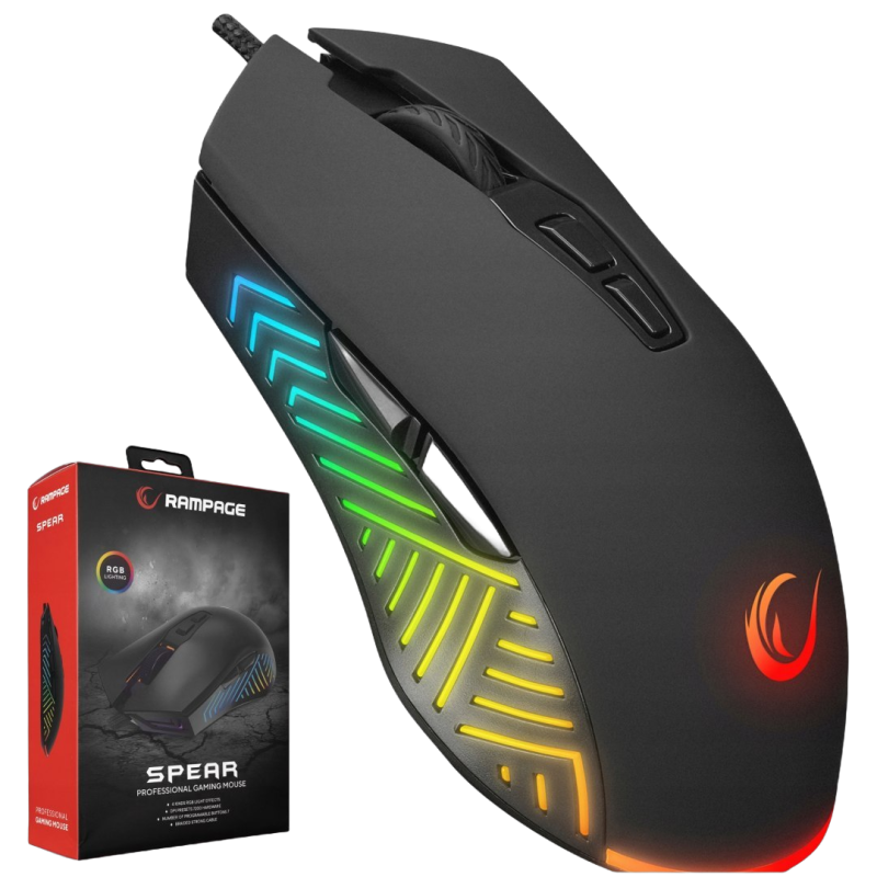 Rampage Mysz SPEAR V2 gamingowa RGB 12800 DPI 1kHz makro Rampage Mysz SPEAR V2 gamingowa RGB 12800 DPI 1kHz makro