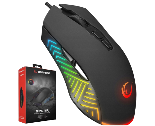 Rampage Mysz SPEAR V2 gamingowa RGB 12800 DPI 1kHz makro