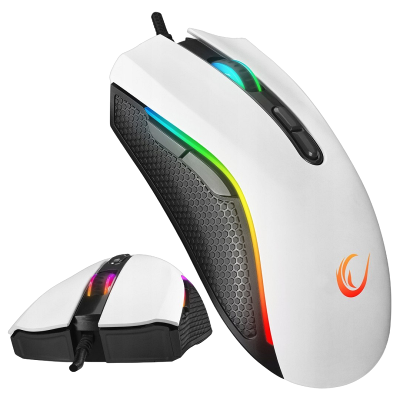 Rampage SMX-R44 V2 mysz gamingowa 12800 DPI RGB Huano 1000Hz biała Rampage SMX-R44 V2 mysz gamingowa 12800 DPI RGB Huano 1000Hz biała