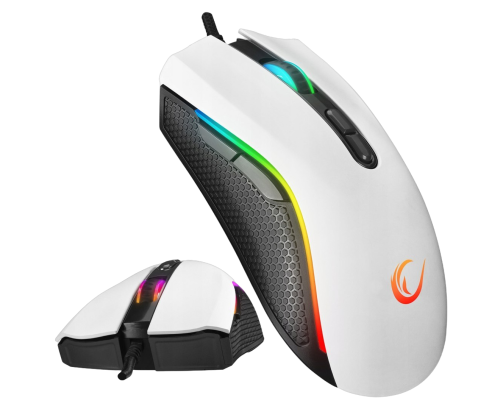 Rampage SMX-R44 V2 mysz gamingowa 12800 DPI RGB Huano 1000Hz biała